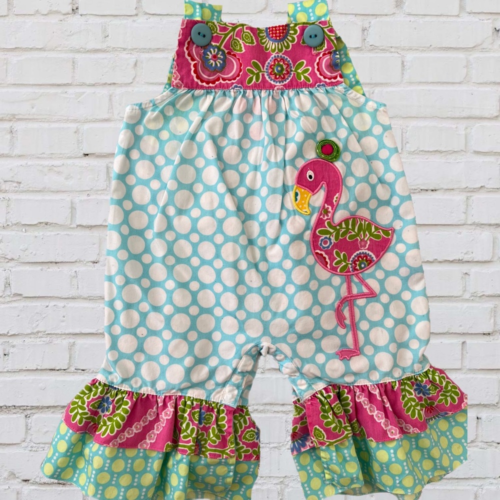 Claire & Charlie Summer Flamingo Romper, 3 months